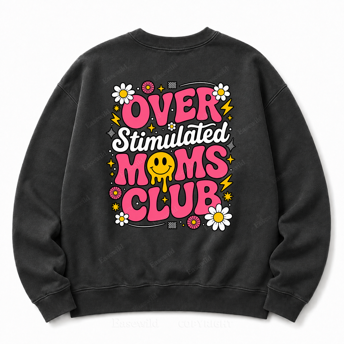 Overstimulated Moms Club Washed Graphic Sweatshirt