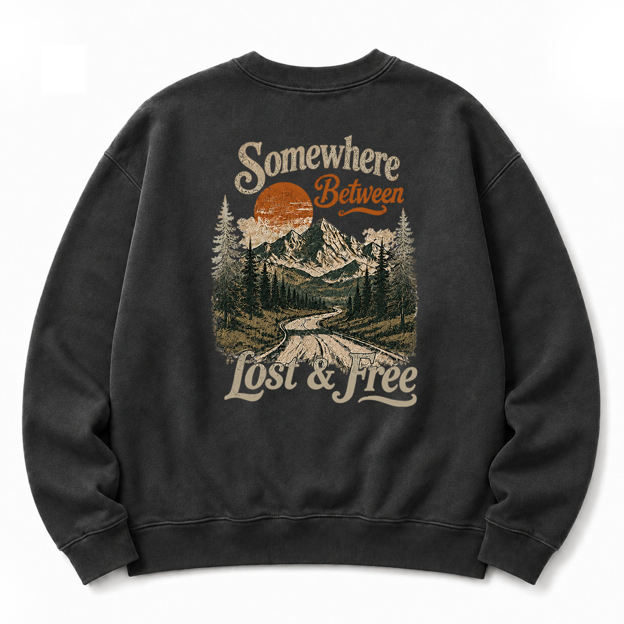 Somewhere Between Lost & Free Washed Back Graphic Sweatshirt