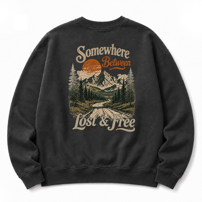 Somewhere Between Lost & Free Washed Back Graphic Sweatshirt