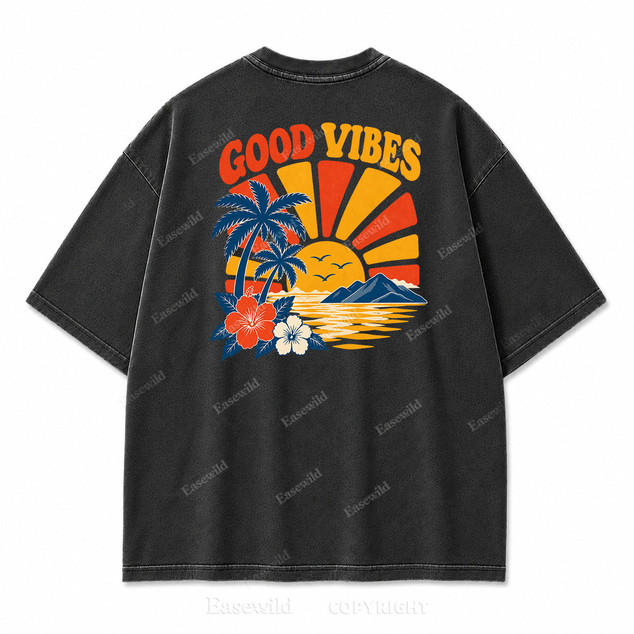 Retro Beach Sunset Oversized Graphic Tee