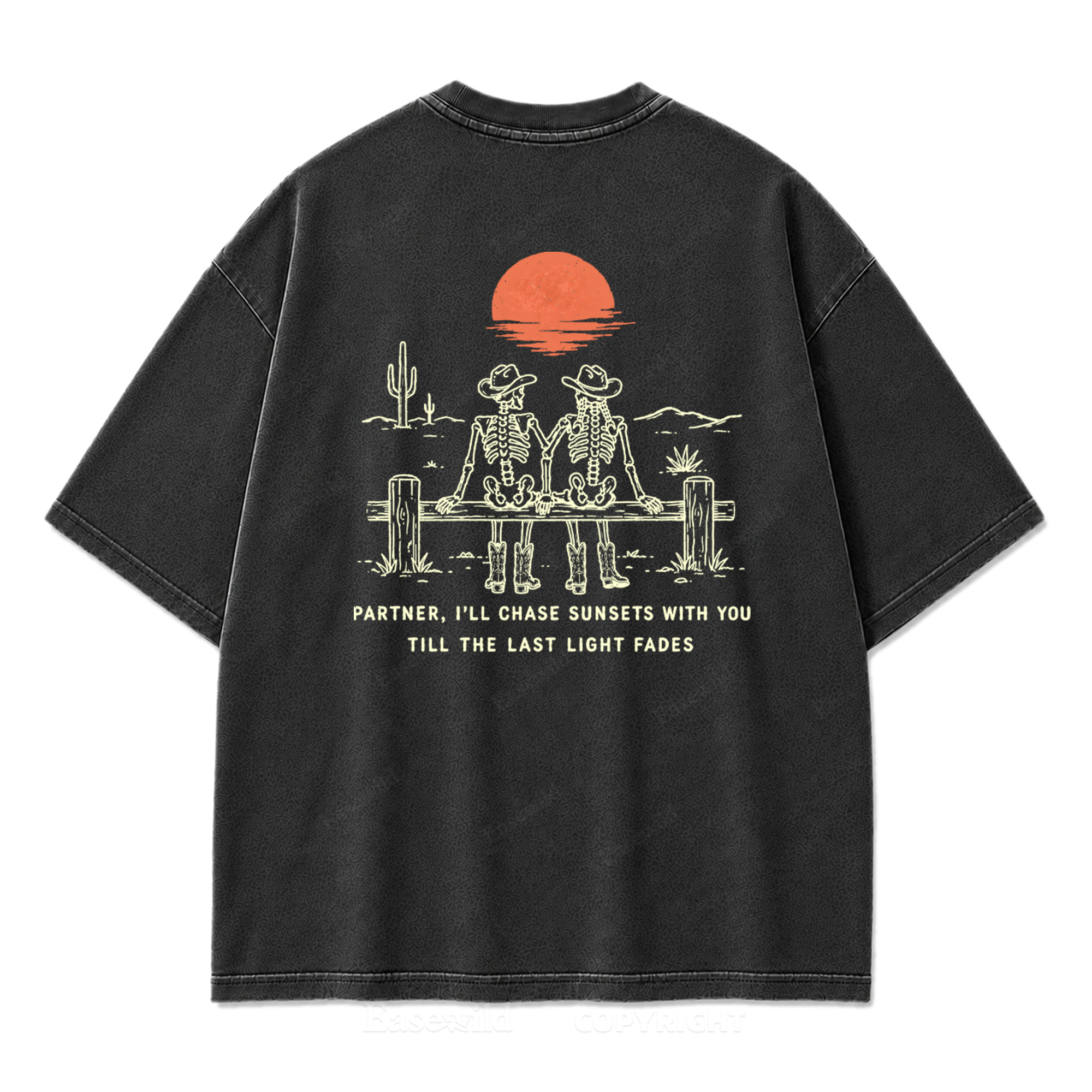 Cowboy-Skelett Used-Look T-Shirt
