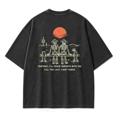 Cowboy-Skelett Used-Look T-Shirt
