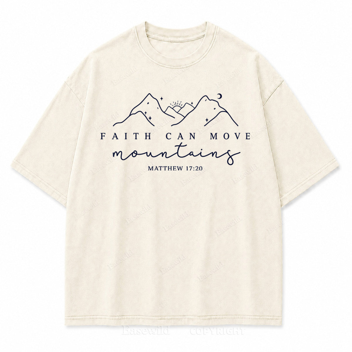 Faith Can Move Mountains Vintage Washed Print Tee