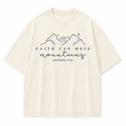 Faith Can Move Mountains Vintage Washed Print Tee
