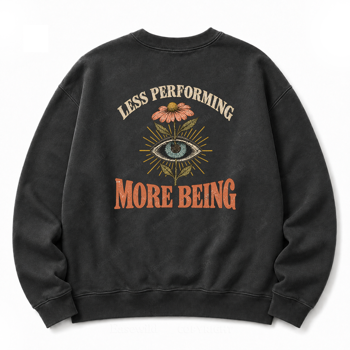 Quiet Authenticity Retro Eye Floral Washed Sweatshirt