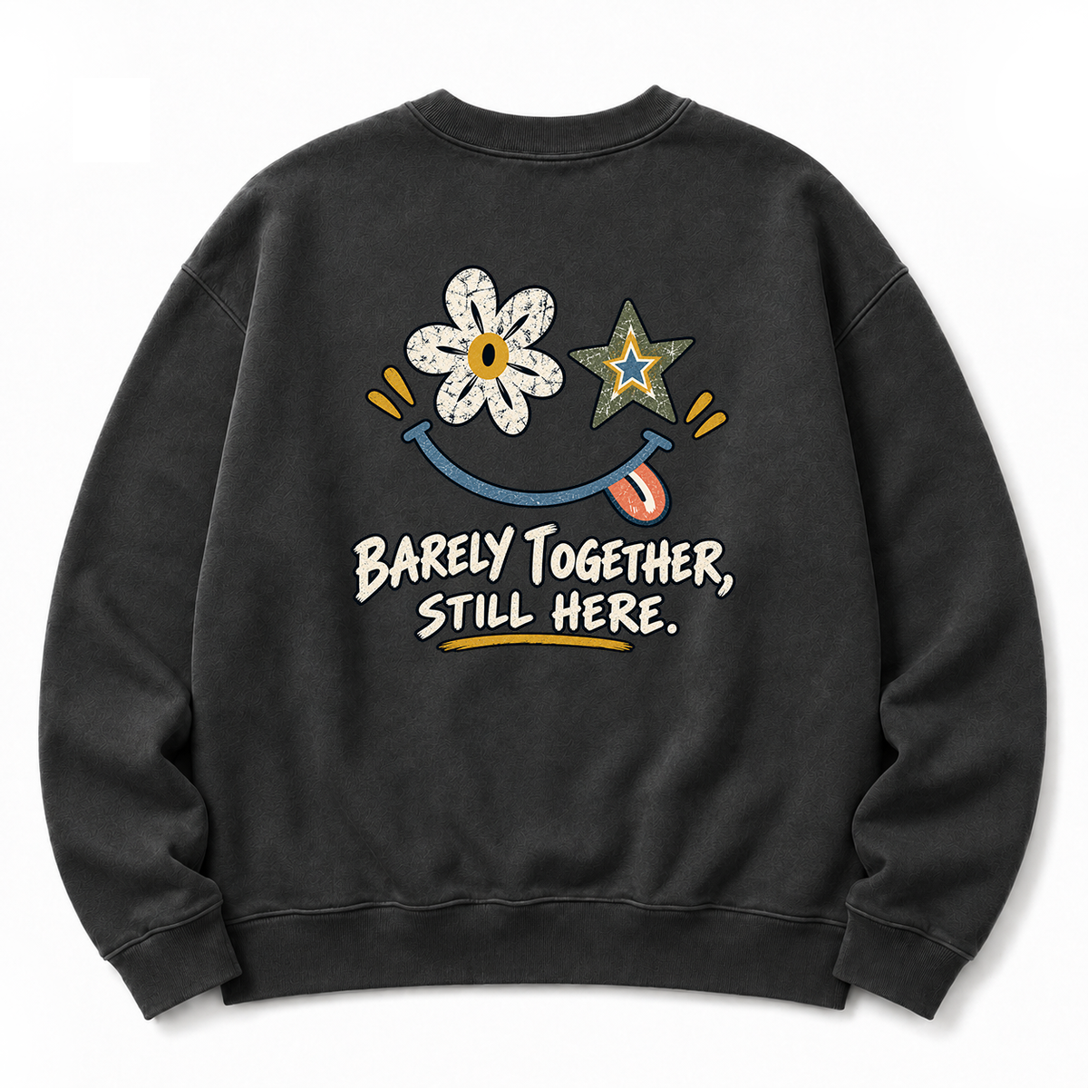 Retro Flower Star Smiley Washed Sweatshirt