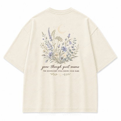 Grow Through Quiet Garden Washed Back Print Tee