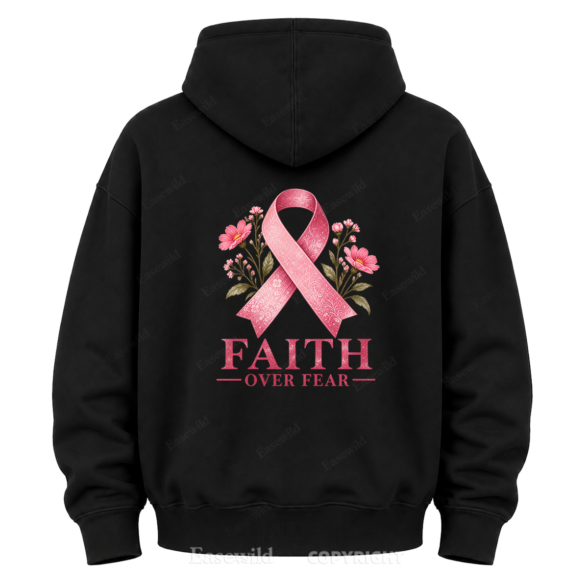 Faith Over Fear Pink Ribbon Graphic Hoodie