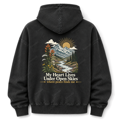 Where Peace Finds Me Vintage Mountain Washed Graphic Hoodie