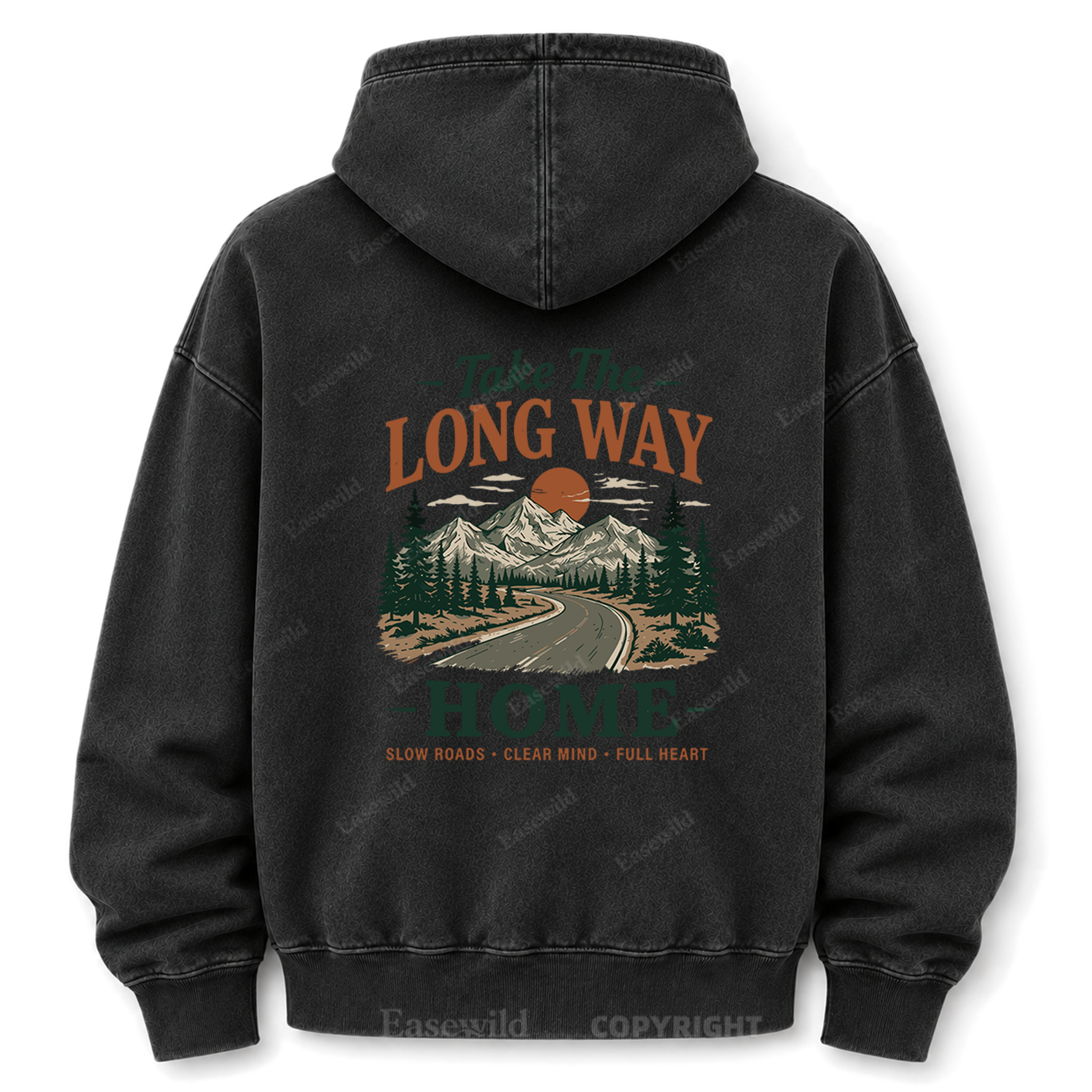 Take the Long Way Home  Washed Graphic Hoodie