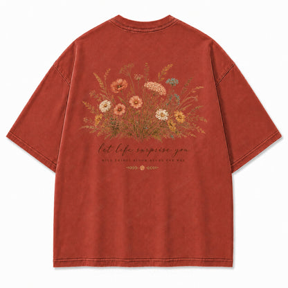 Let Life Surprise You Washed Back Print Tee