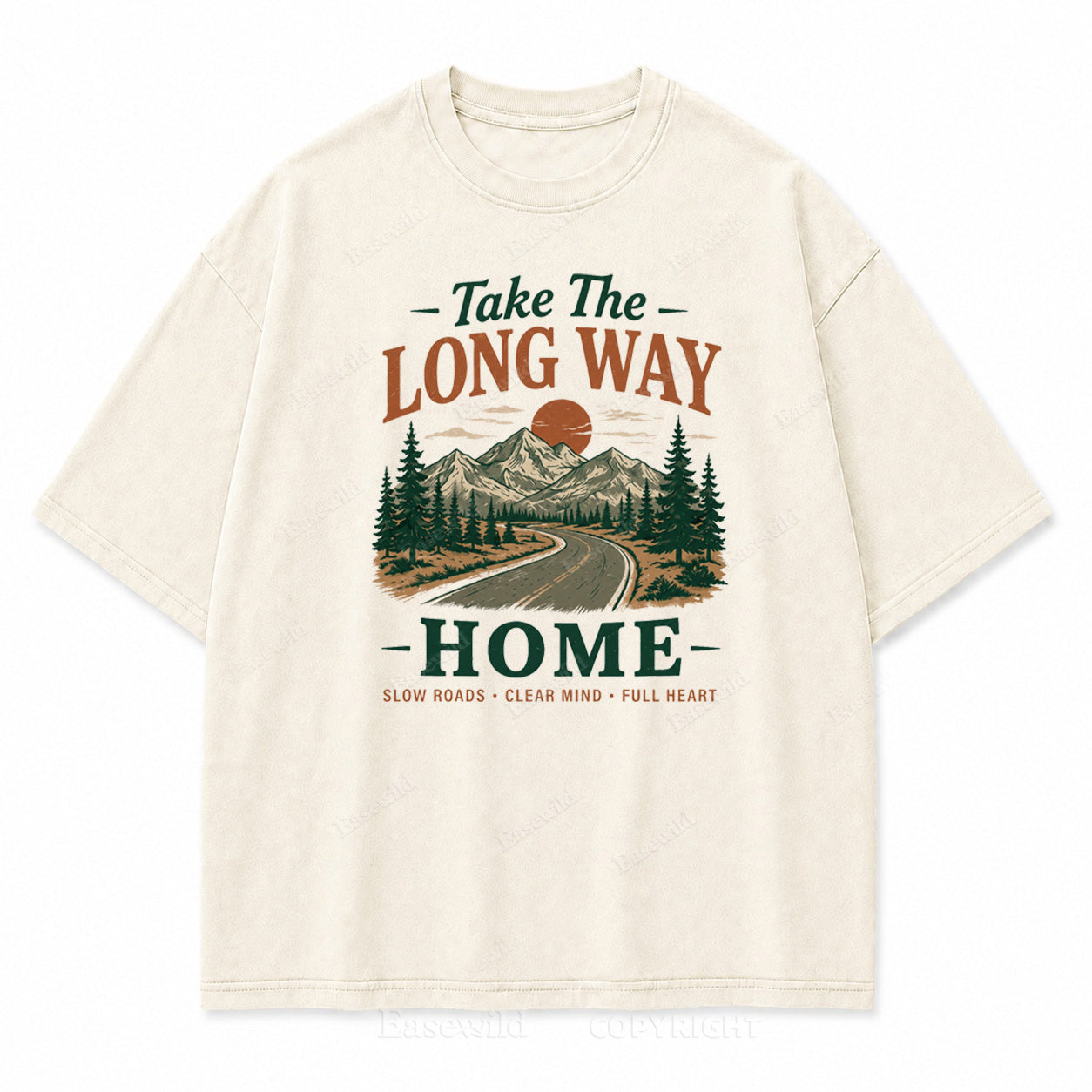 Take the Long Way Home Washed Print Tee