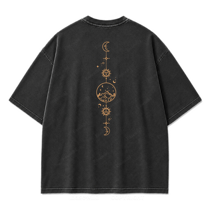 Celestial Balance Mountain Moon Washed Print Tee