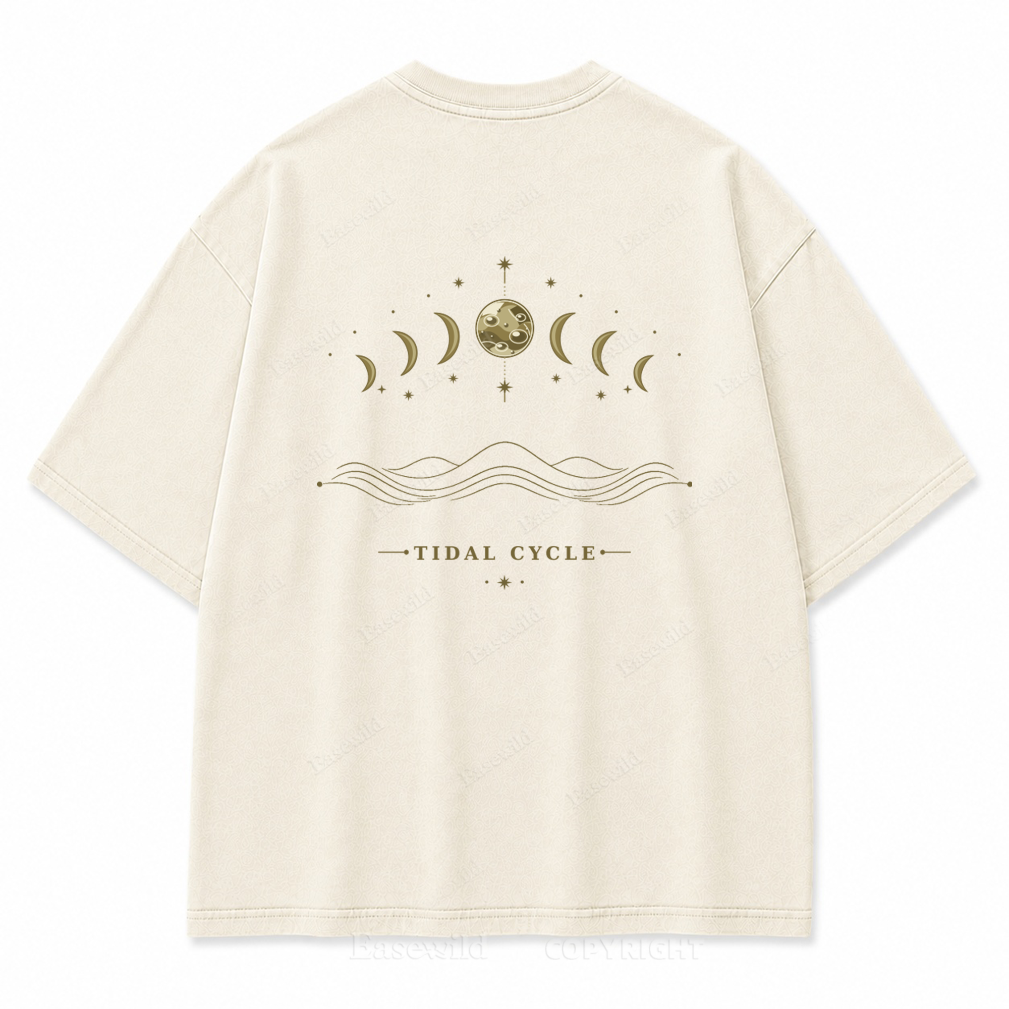 Tidal Cycle Moon Phase Washed Back Print Tee
