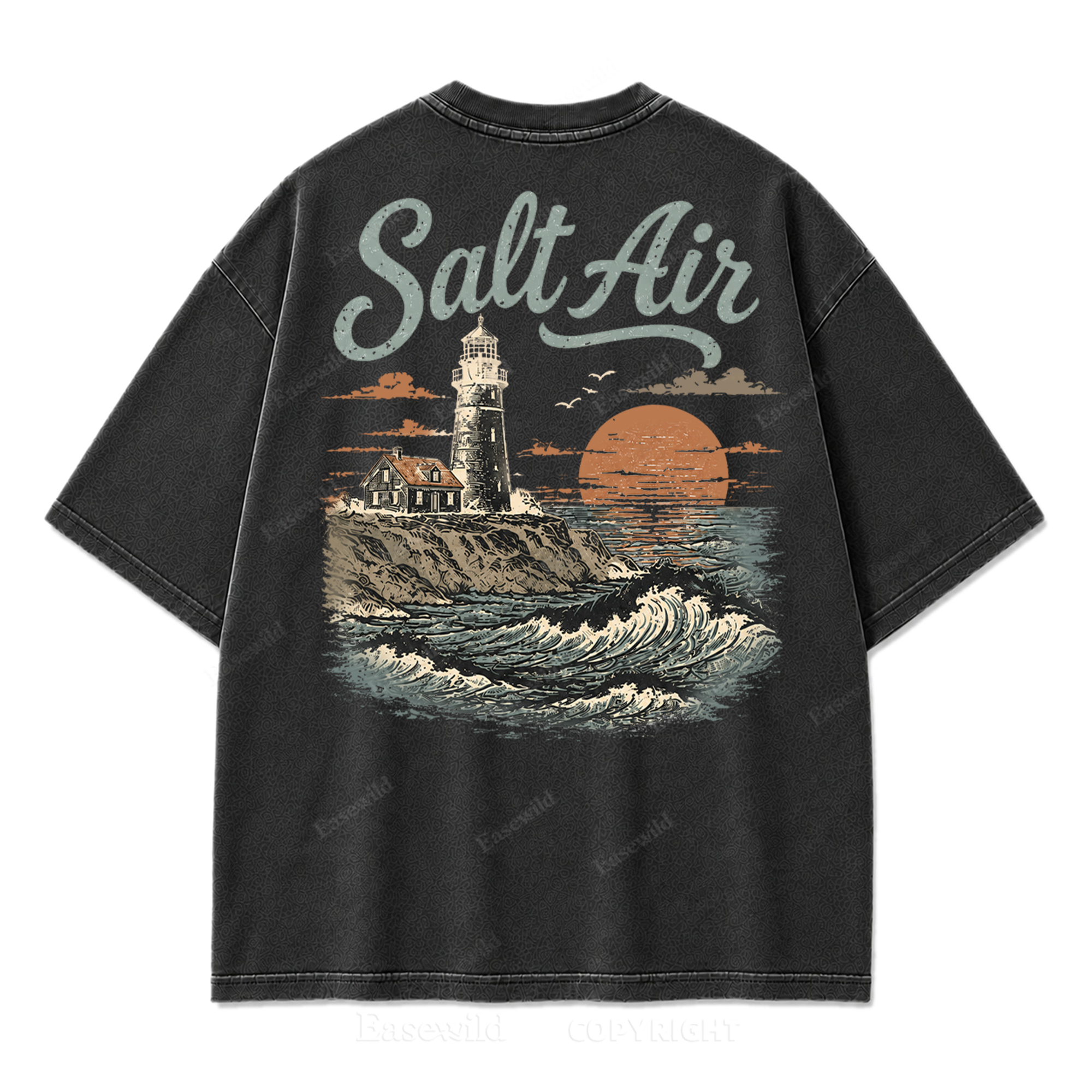 Salt Air Lighthouse Washed Print Tee