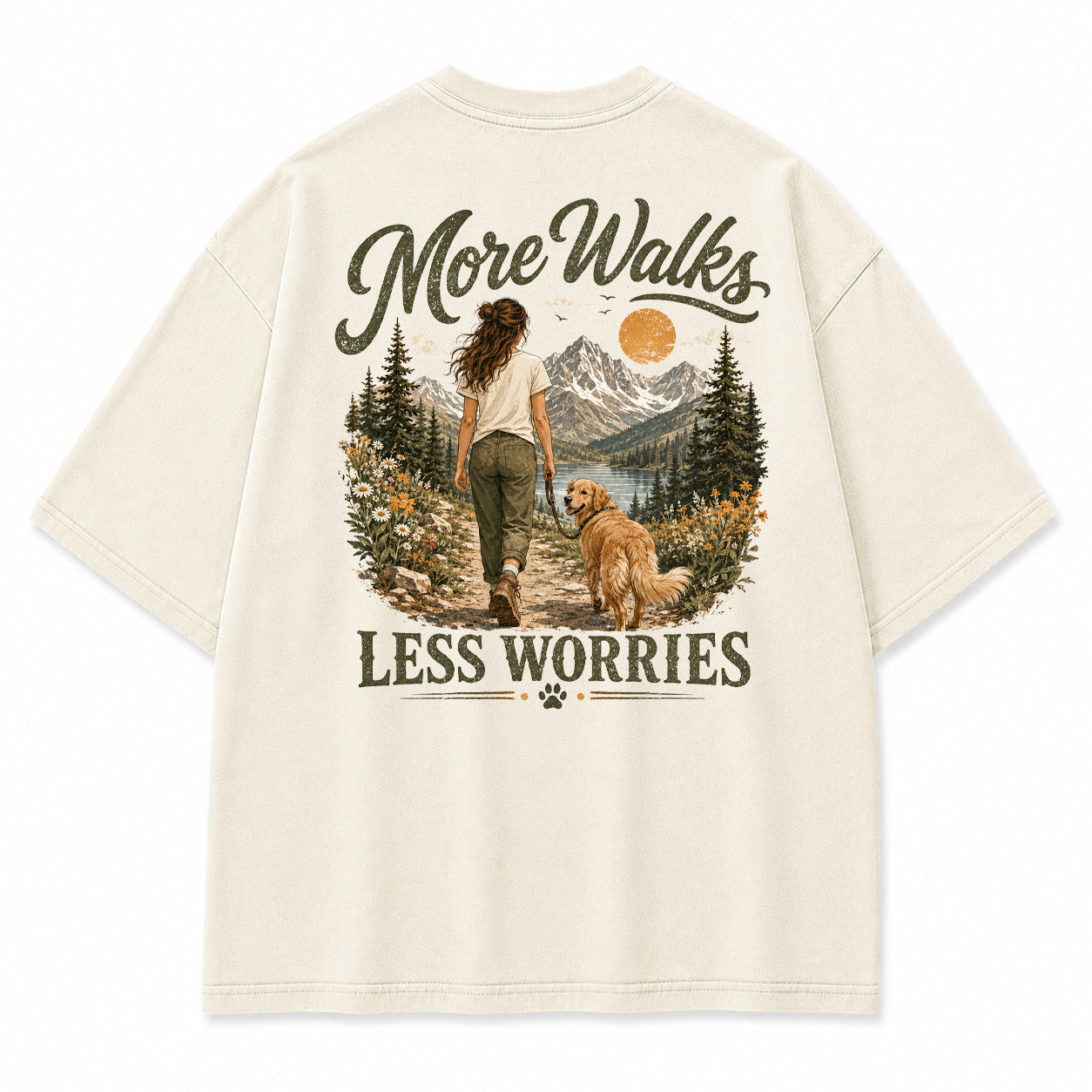 More Walks Less Worries Graphic T-Shirt