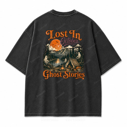 Lost In October Halloween Washed Graphic Tee