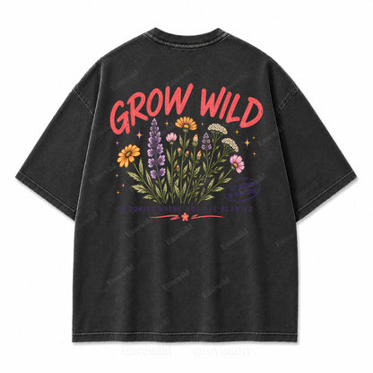 Grow Wild Wildflower Botanical Washed Graphic Tee