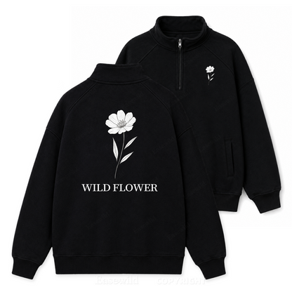 Wild Flower Delicate Bloom Zip Pullover Sweatshirt