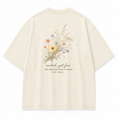 Rooted Yet Free Washed Back Print Tee