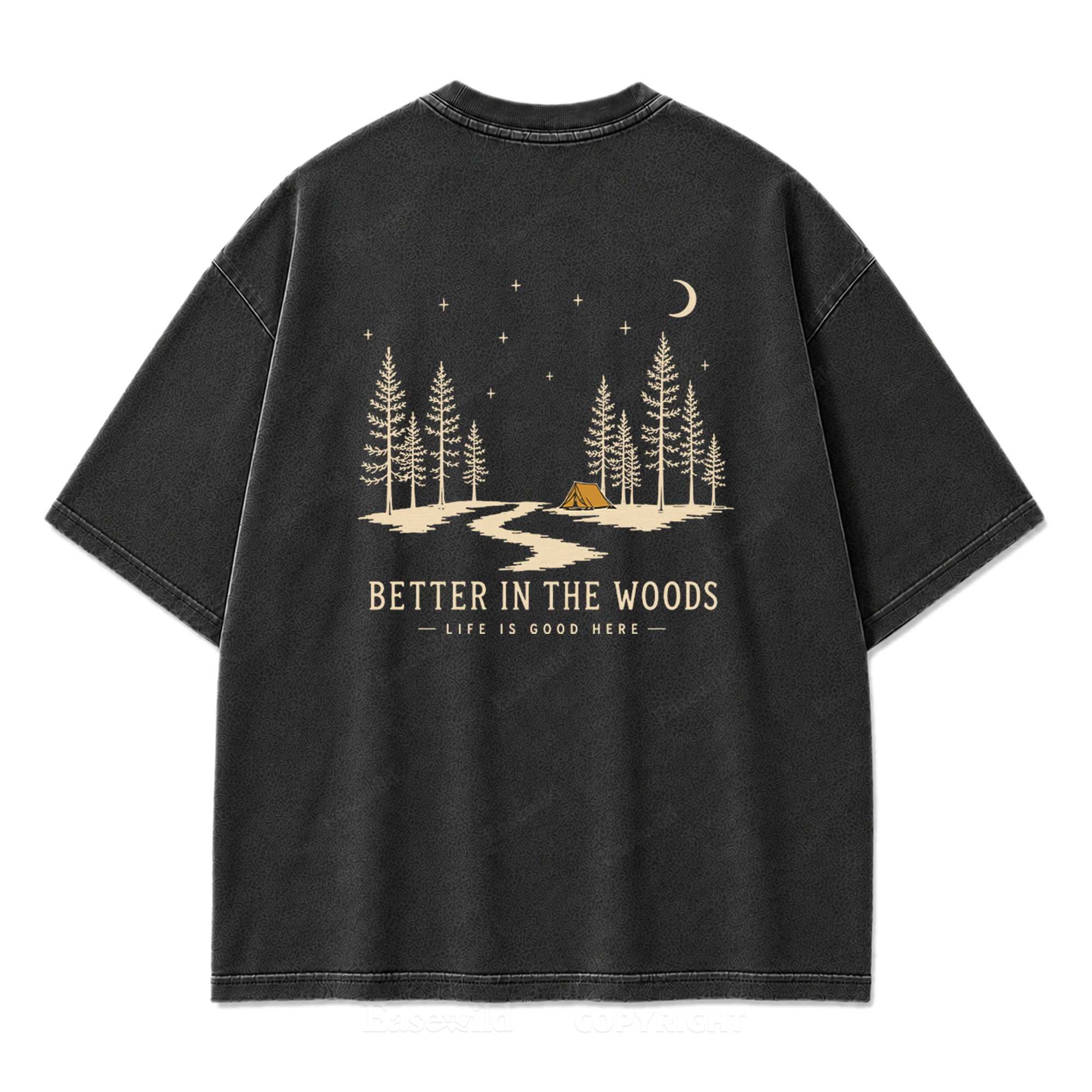 Better in the Woods Camping Washed Print Tee