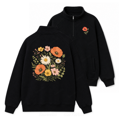 Wildflower Medley Zip Pullover Sweatshirt