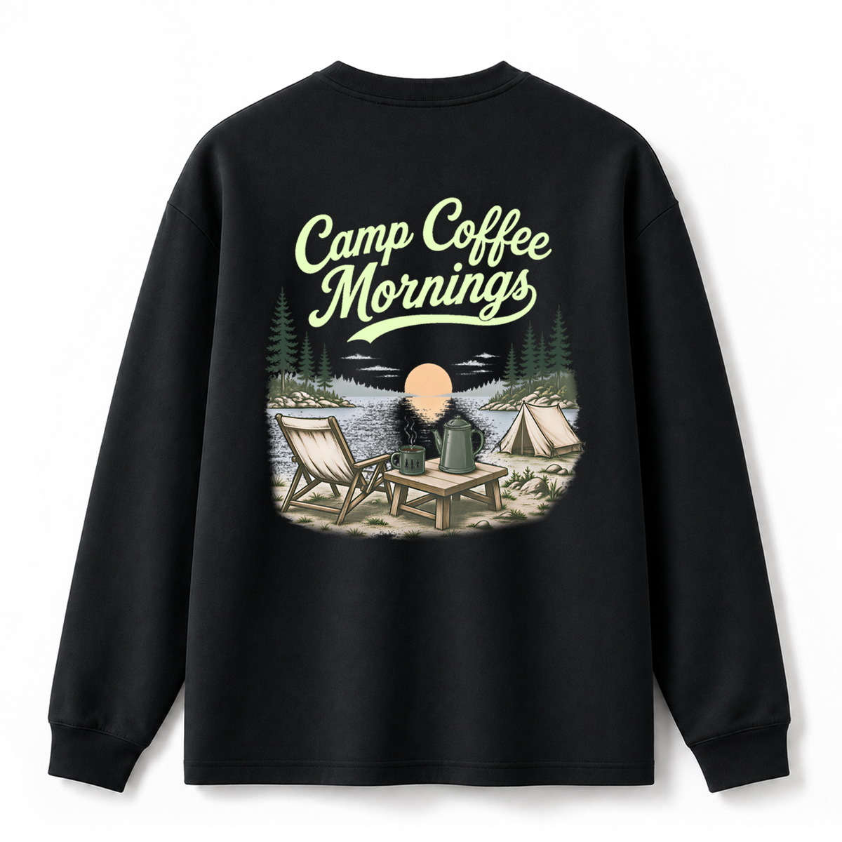 Camp Coffee Mornings Graphic Long Sleeve Tee