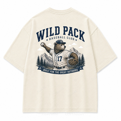Wild Pack Baseball Club Washed Back Print Tee
