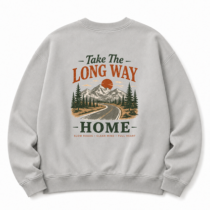Take The Long Way Home Washed Graphic Sweatshirt