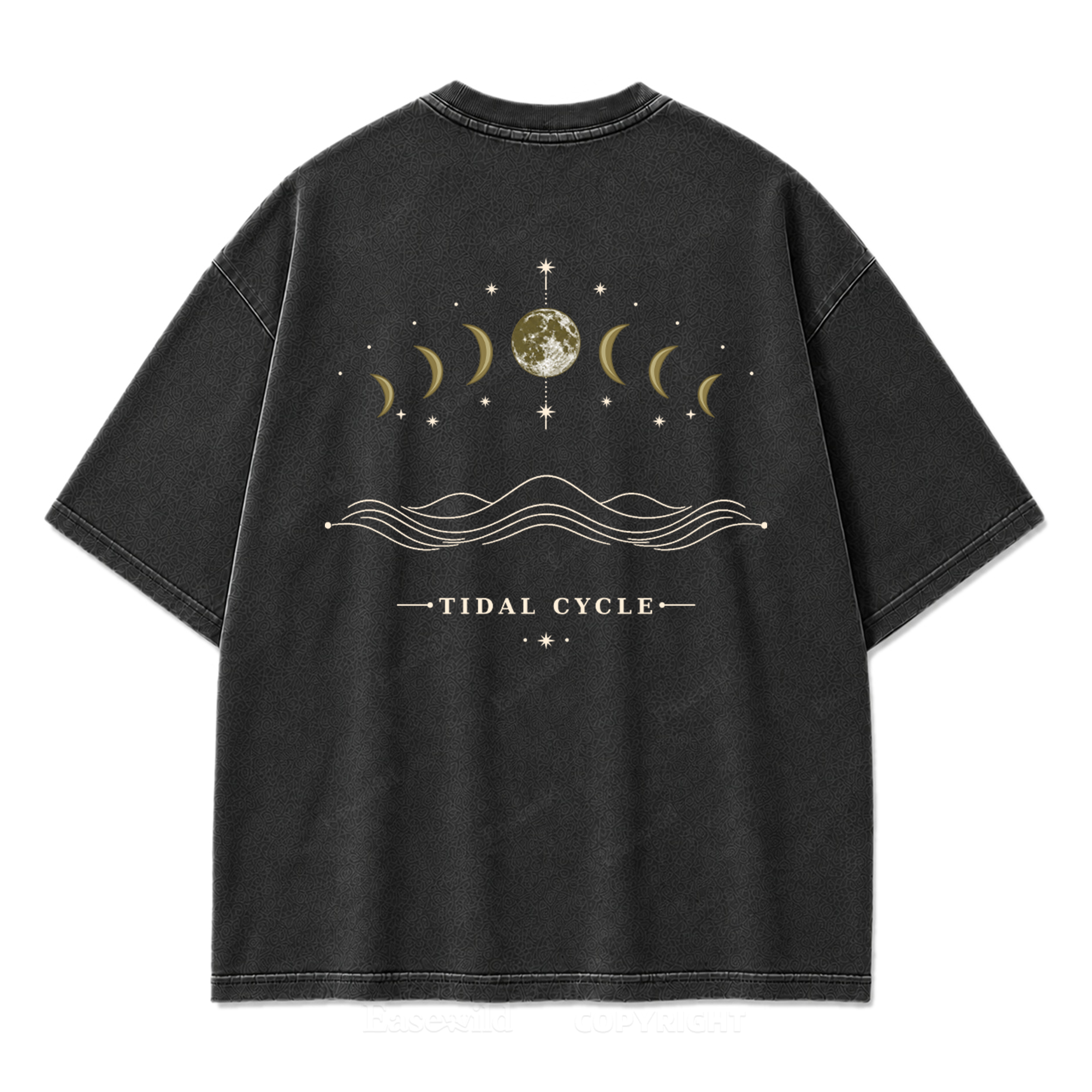 Tidal Cycle Moon Phase Washed Print T-Shirt