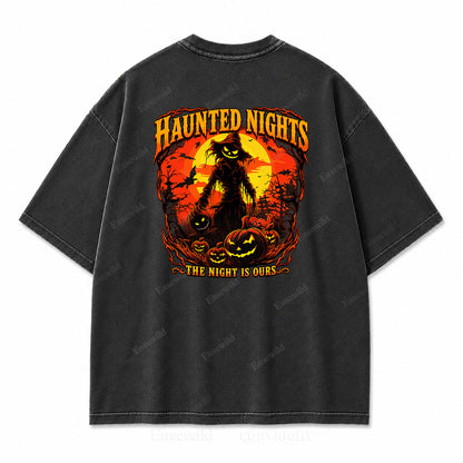 Haunted Nights Halloween Washed Graphic Tee