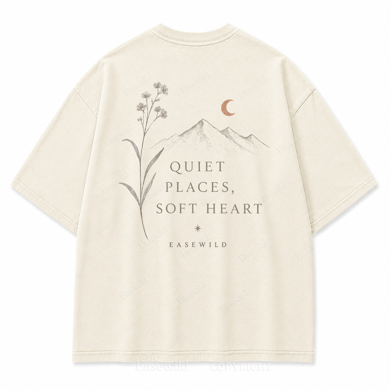 Quiet Places, Soft Heart Washed Back Print Tee