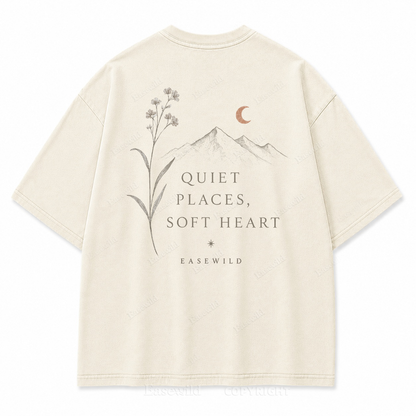 Quiet Places, Soft Heart Washed Back Print Tee