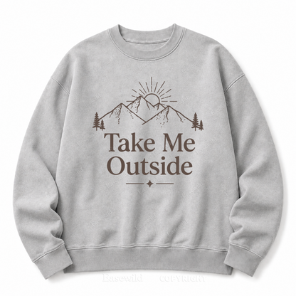 Take Me Outside Front Graphic Washed Crewneck