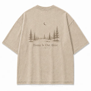 Home Is Out Here Minimalist Forest Tee