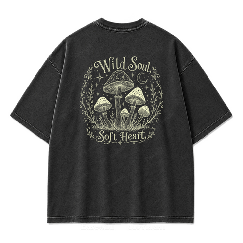 Wild Soul Soft Heart Mushroom Washed Print Tee