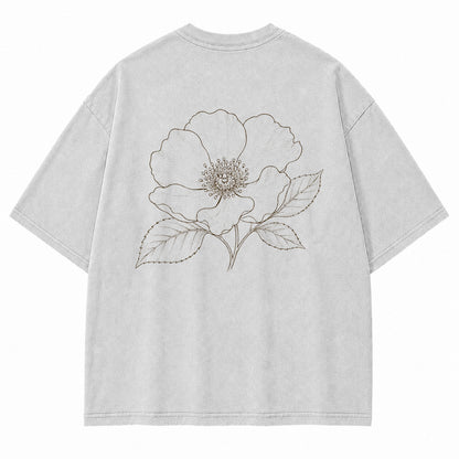 Blue Line Flower Graphic T-Shirt