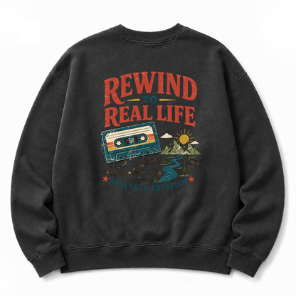 Rewind to Real Life Vintage Analogue Escape Washed Sweatshirts