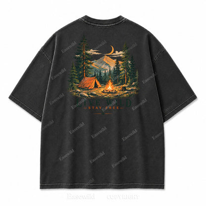 Live Wild Stay Free Vintage Camping PrintTee