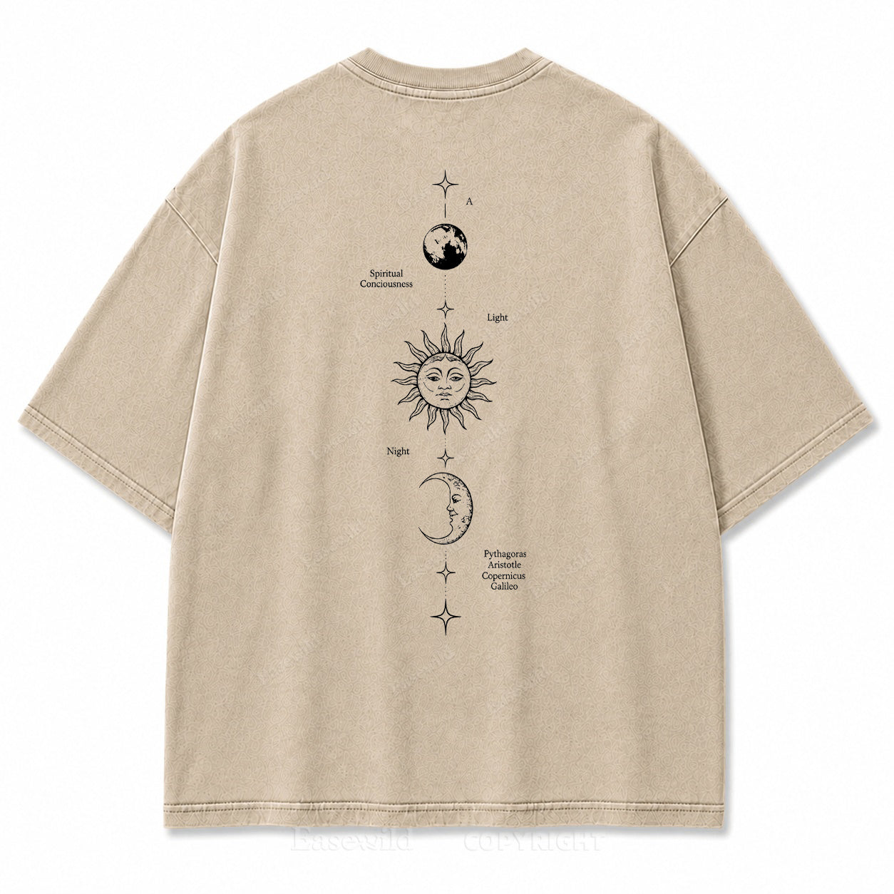 Spiritual Consciousness Sun & Moon Washed Back Print Tee