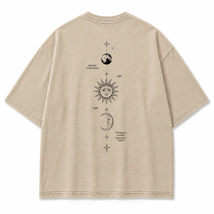 Spiritual Consciousness Sun & Moon Washed Back Print Tee