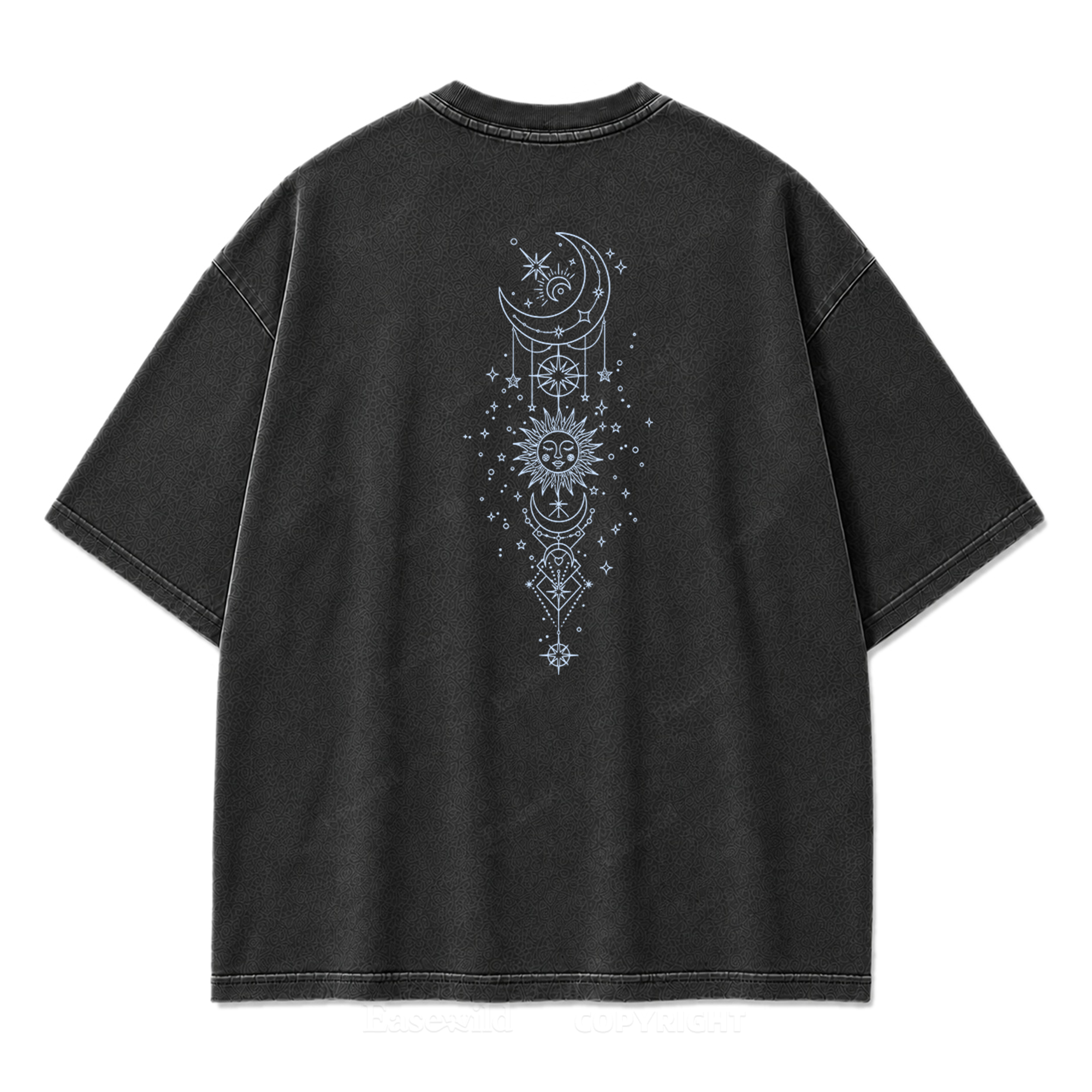 Himmlische Harmonie Sonne Mond Washed Print T-Shirt