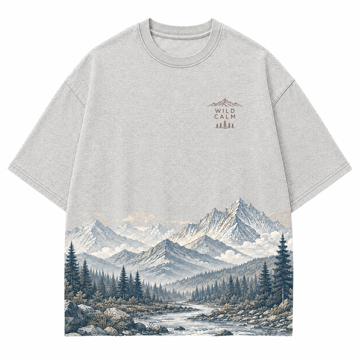 Wild Calm Mountain Landscape Scenic Hem Tee