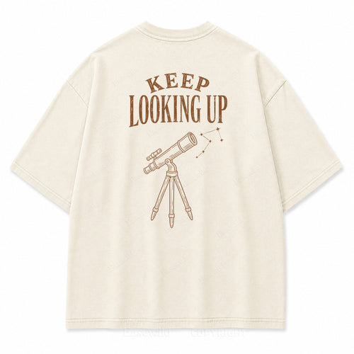 Keep Looking Up Graphic Back Print Tee