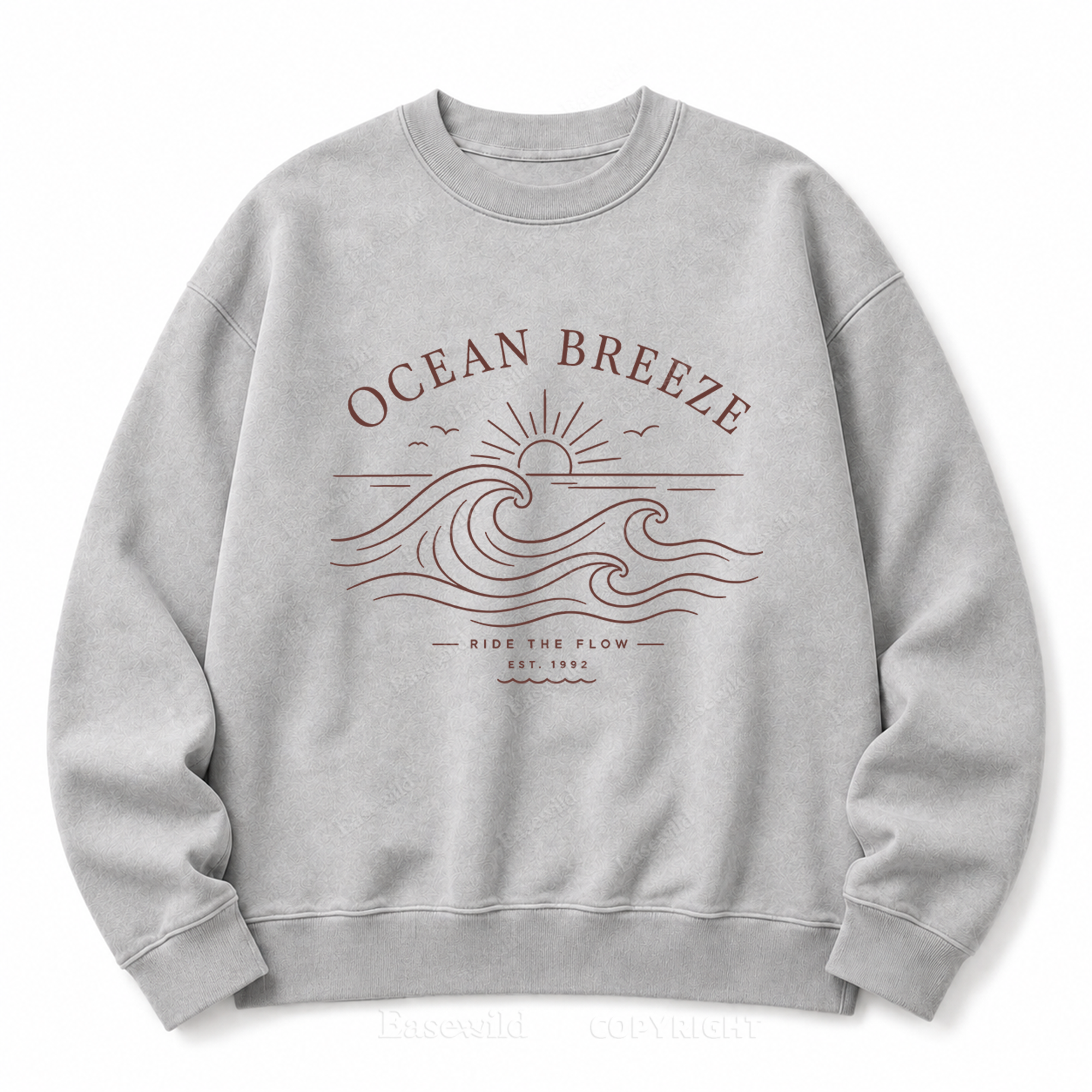 Ocean Breeze Front Graphic Washed Crewneck