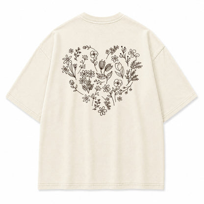 Wildflower Heart Botanical Graphic T-Shirt