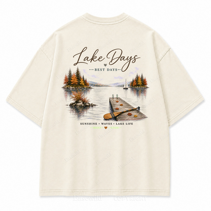 Lake Days Best Days Vintage Lake Washed Back Print Tee
