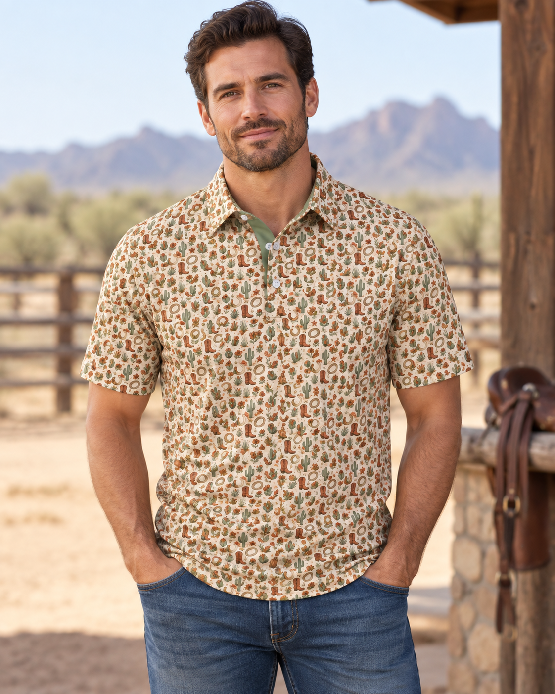 Desert Bloom Western Polo