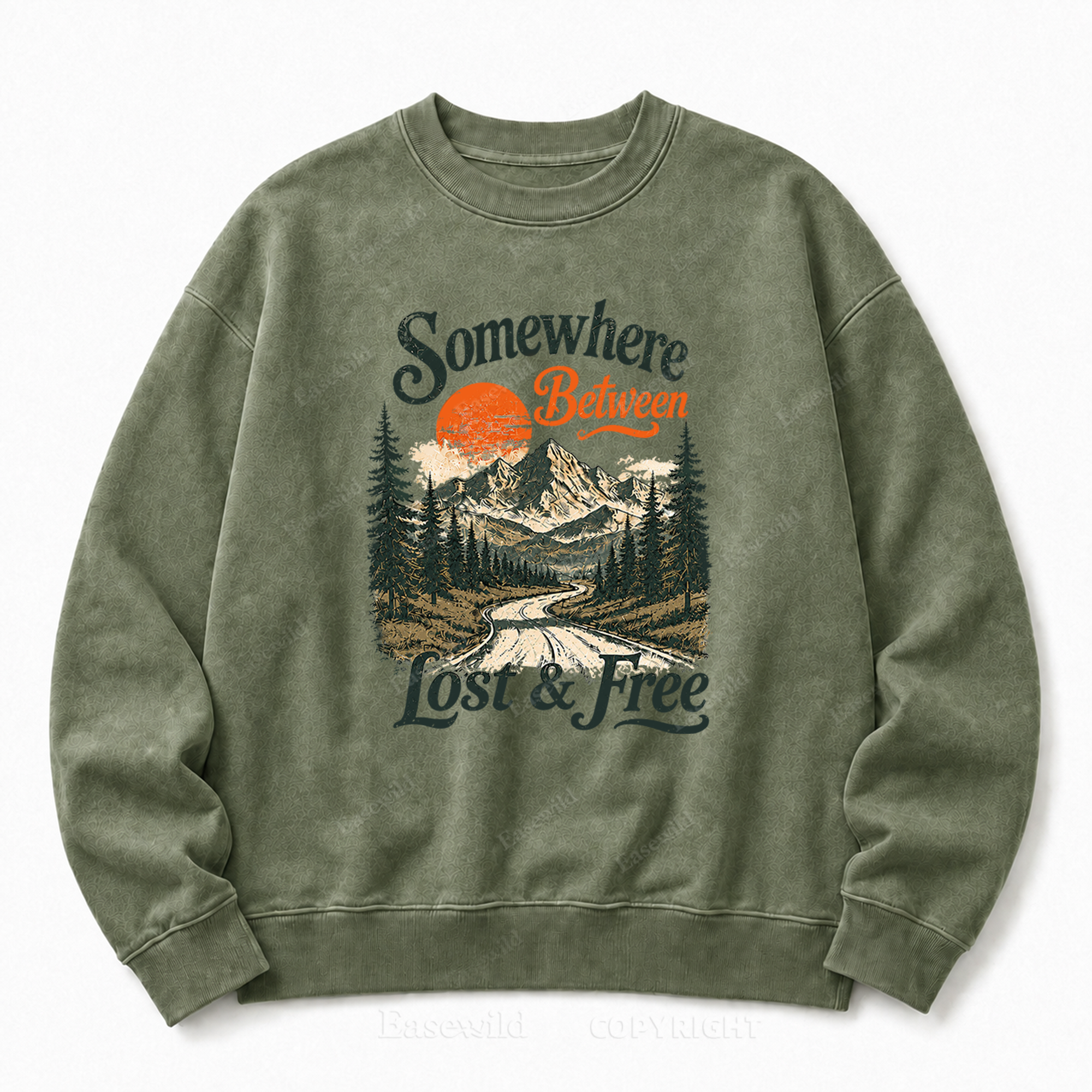 Somewhere Between Lost & Free Washed Crewneck