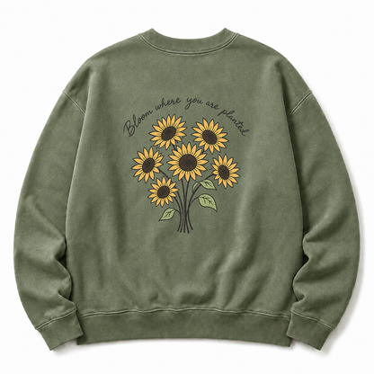 Bloom Where You Are Planted Washed Graphic Sweatshirt